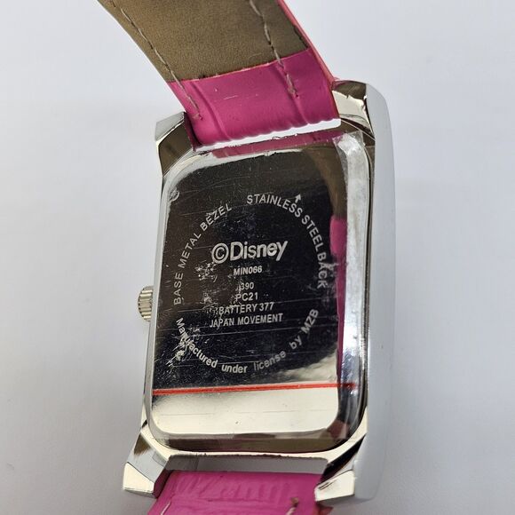 Minnie Mouse Women's Watch 26MM White Dial Pink Leather Band Straps New Battery - Picture 7 of 16